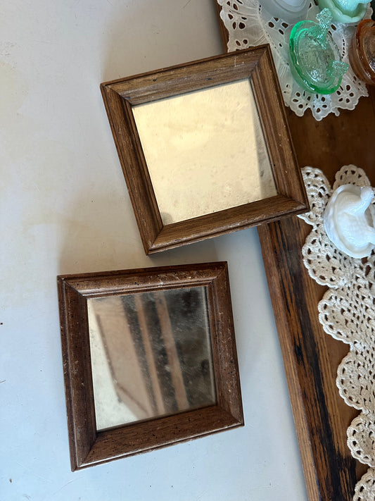 Vintage Small Wooden Mirrors