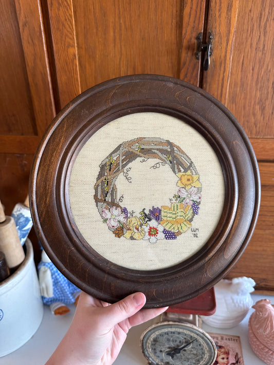 Vintage Cross Stitch Wreath