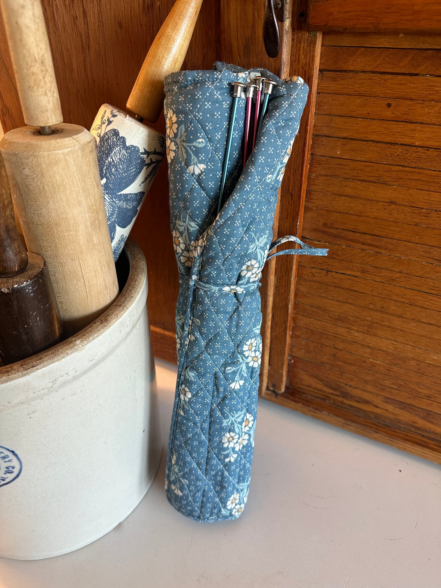 Handmade Knitting Needle Holder With Needles