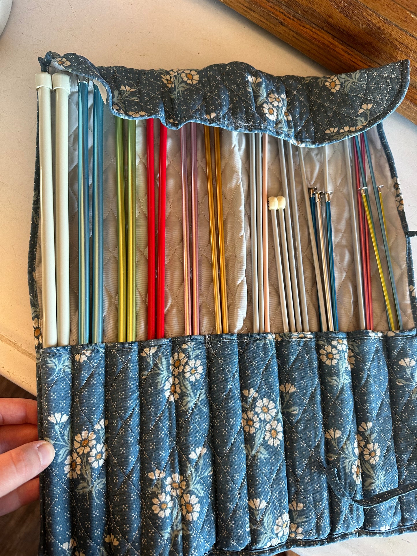 Handmade Knitting Needle Holder With Needles