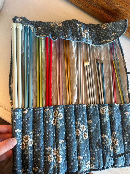 Handmade Knitting Needle Holder With Needles